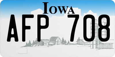 IA license plate AFP708