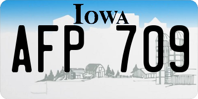 IA license plate AFP709