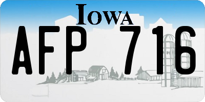IA license plate AFP716
