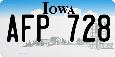 IA license plate AFP728