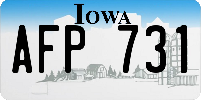 IA license plate AFP731
