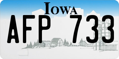 IA license plate AFP733
