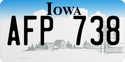 IA license plate AFP738