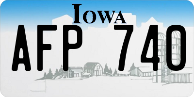 IA license plate AFP740