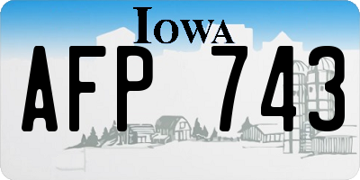 IA license plate AFP743