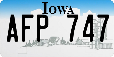 IA license plate AFP747