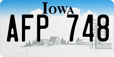 IA license plate AFP748