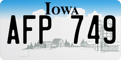IA license plate AFP749