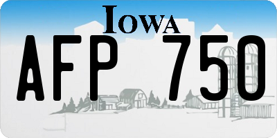 IA license plate AFP750