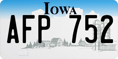 IA license plate AFP752
