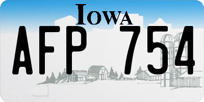 IA license plate AFP754