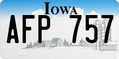 IA license plate AFP757