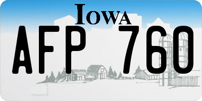 IA license plate AFP760
