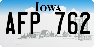 IA license plate AFP762