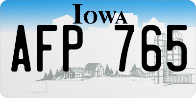 IA license plate AFP765