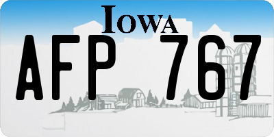 IA license plate AFP767