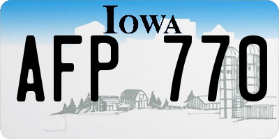 IA license plate AFP770