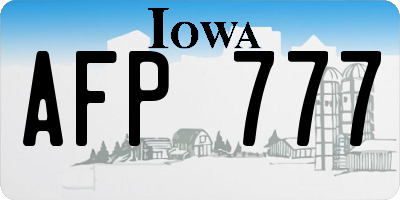 IA license plate AFP777