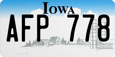 IA license plate AFP778