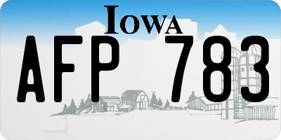 IA license plate AFP783
