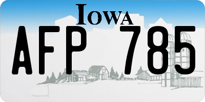 IA license plate AFP785