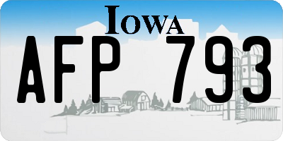 IA license plate AFP793
