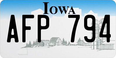 IA license plate AFP794