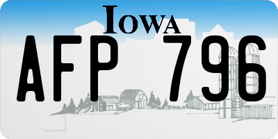 IA license plate AFP796