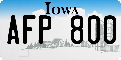 IA license plate AFP800