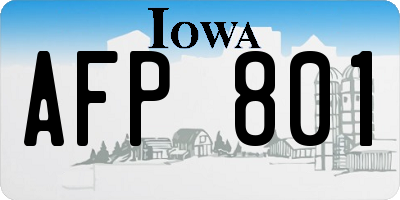IA license plate AFP801