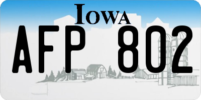 IA license plate AFP802