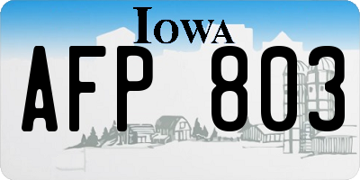 IA license plate AFP803