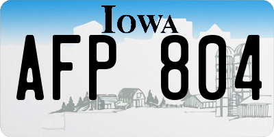 IA license plate AFP804