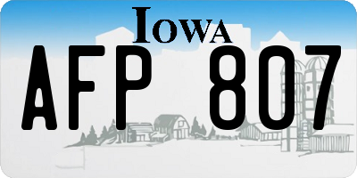 IA license plate AFP807