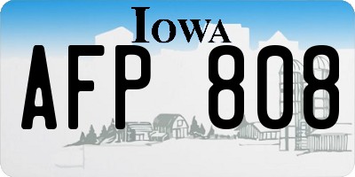 IA license plate AFP808
