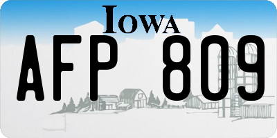 IA license plate AFP809