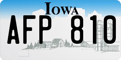 IA license plate AFP810
