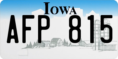 IA license plate AFP815