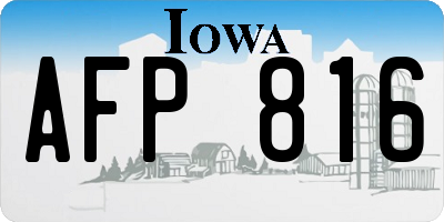 IA license plate AFP816