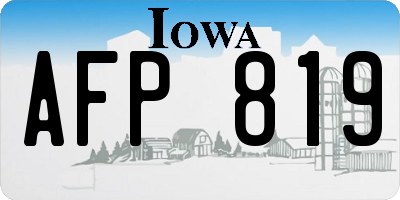 IA license plate AFP819