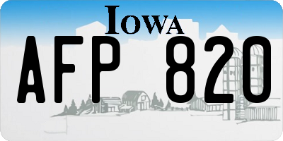 IA license plate AFP820