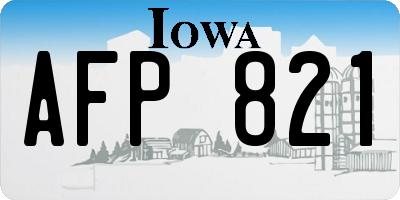 IA license plate AFP821