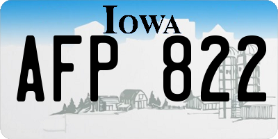 IA license plate AFP822