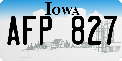 IA license plate AFP827