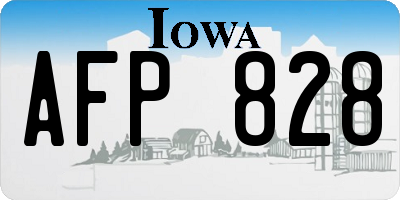 IA license plate AFP828