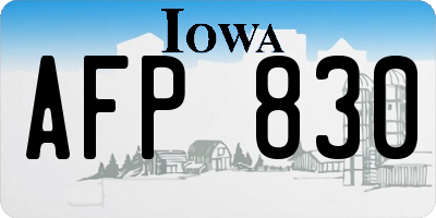 IA license plate AFP830