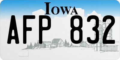 IA license plate AFP832