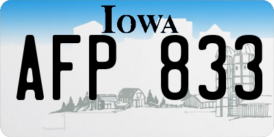 IA license plate AFP833