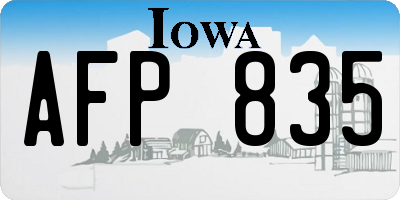 IA license plate AFP835