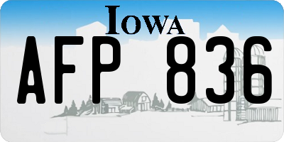 IA license plate AFP836
